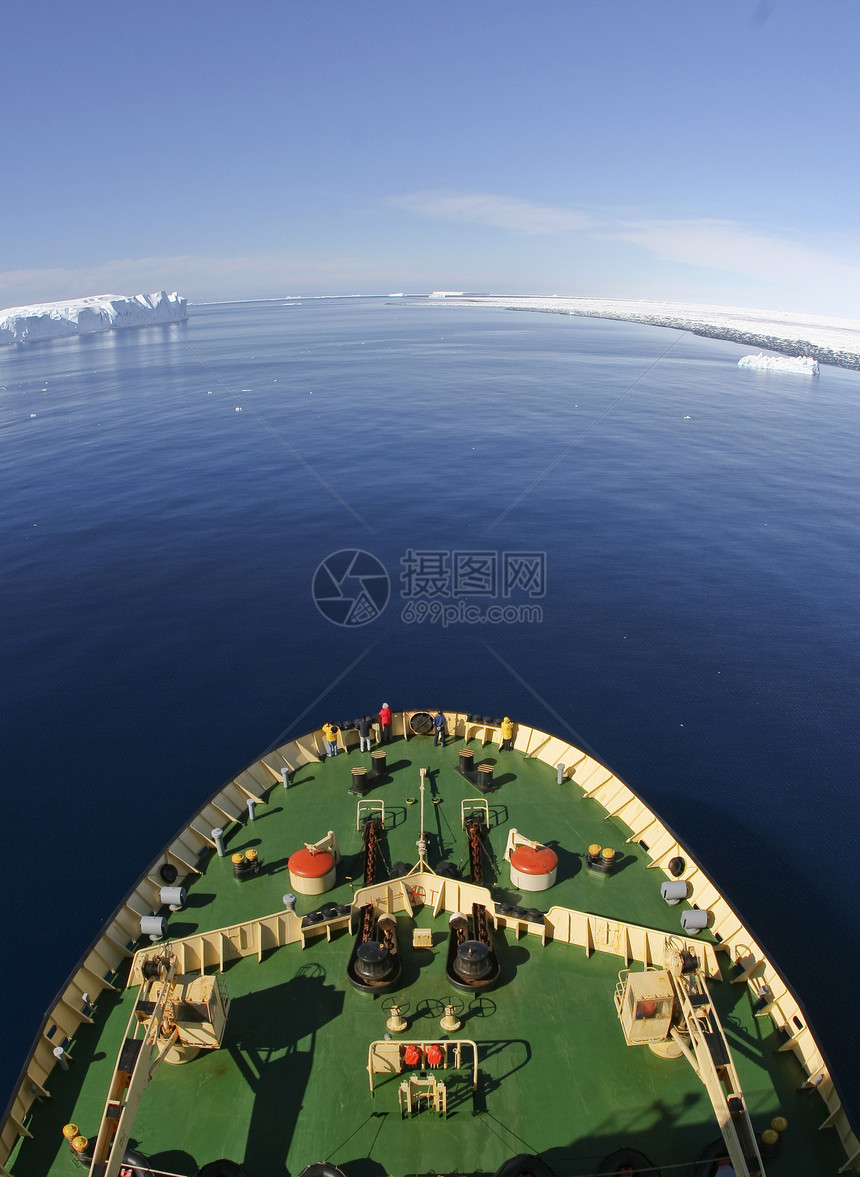 南极洲视图企鹅冻结破冰血管图片