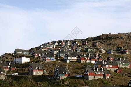 格陵兰阿马萨利克村庄房地产房屋背景