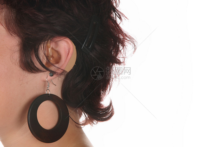 助听援助听力人士保健头发耳朵残障卫生耳聋音调白色图片