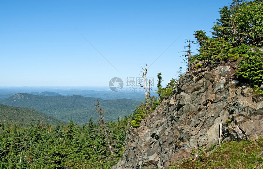 落岩山坡高地风景荒野岩石旅游针叶石头森林云杉天空图片