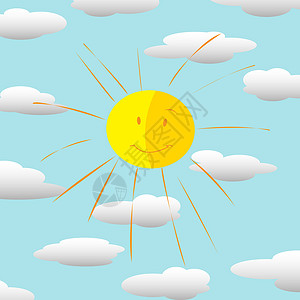 阳光快乐天空太阳插图射线艺术微笑背景图片
