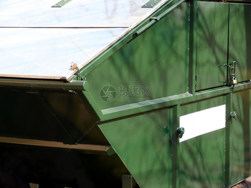 绿色垃圾跳过建设者金属建筑打印垃圾箱回收花园锁定小路环境图片