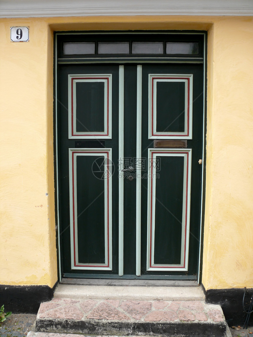 古典门金属黄铜财产入口家具绿色工匠街道精神图片