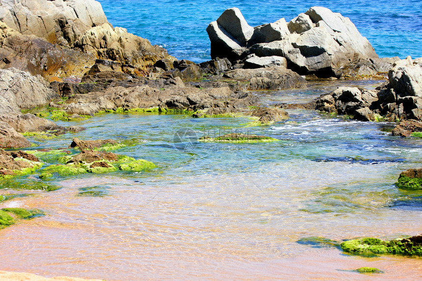 海滩西班牙海浪旅行热带假期射线海岸线旅游海洋蓝色阳光图片