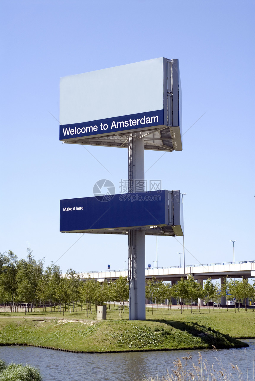 欢迎来到阿姆斯特丹代理人绿色营销蓝色市场广告图片