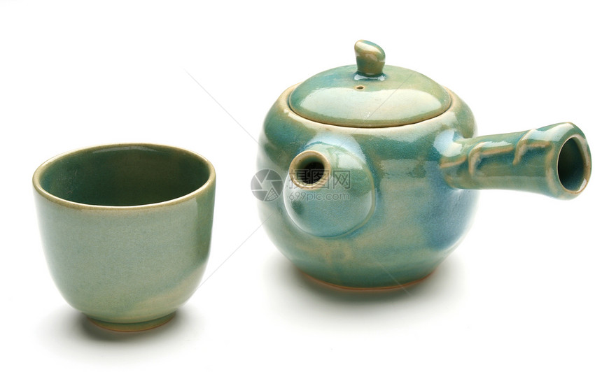 古董中国茶壶和茶杯图片