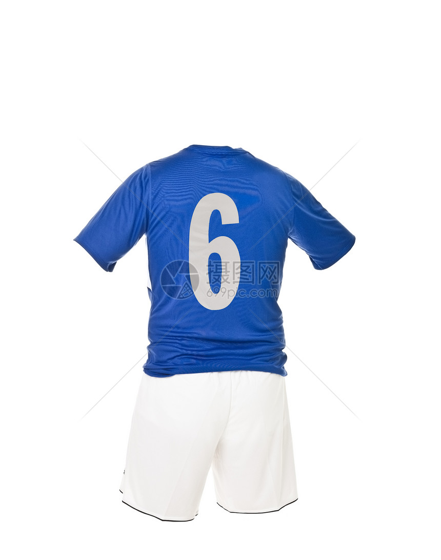 6号足球衬衫数字短裤恤衫运动服运动白色蓝色竞技团队足球服图片