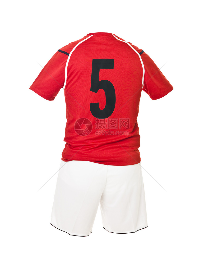 5号足球衬衫恤衫竞技短裤运动团队数字足球服白色红色运动服图片