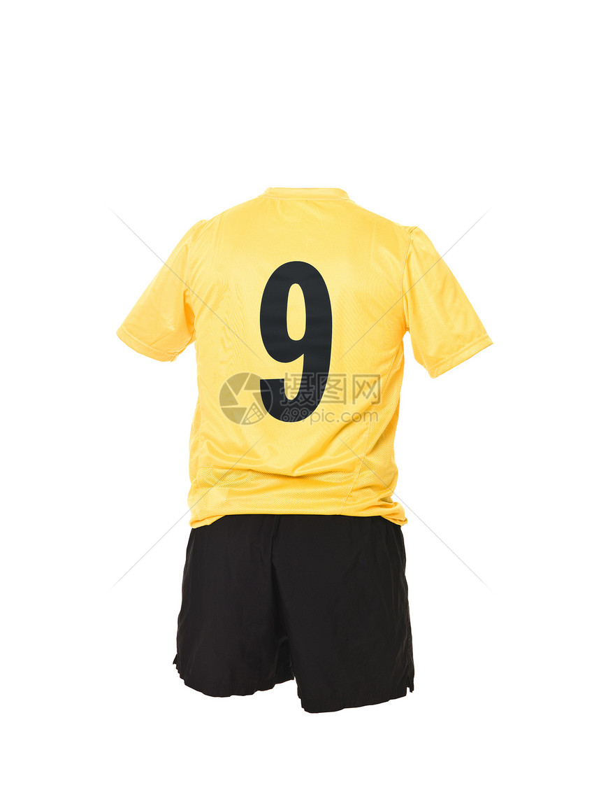 9号足球衬衫9竞技黄色运动数字足球服白色运动服恤衫短裤图片