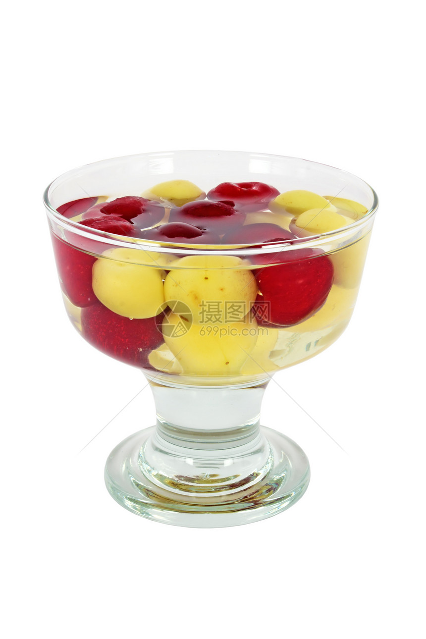 甜樱桃果汁红色食物白色蜜饯黄色甜点水果果味玻璃图片