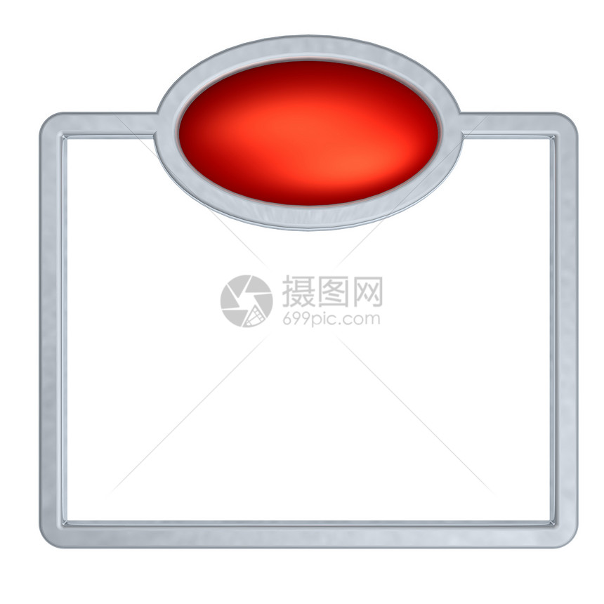 金属板按钮圆形插图红色边界椭圆形空白金属图片