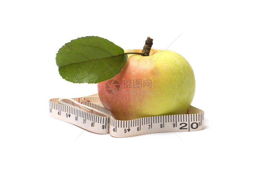 苹果厘米收成木板小吃果实食品叶子卷尺团体宏观图片