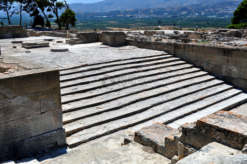 Faistos考古遗址古董历史性遗迹石头考古学遗产文明挖掘图片