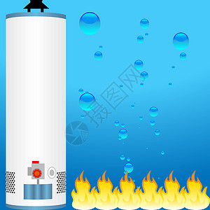 火锅炉带元素图标的热水器管道艺术养护金属加热器烟道发泄房子火焰气体插画