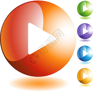 玩紫色插图反光按钮红色橙子圆形水晶夹子蓝色背景图片