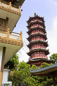 穆隆湖塔和建筑物 中国桂林建筑学建筑宗教寺庙宝塔历史性背景图片