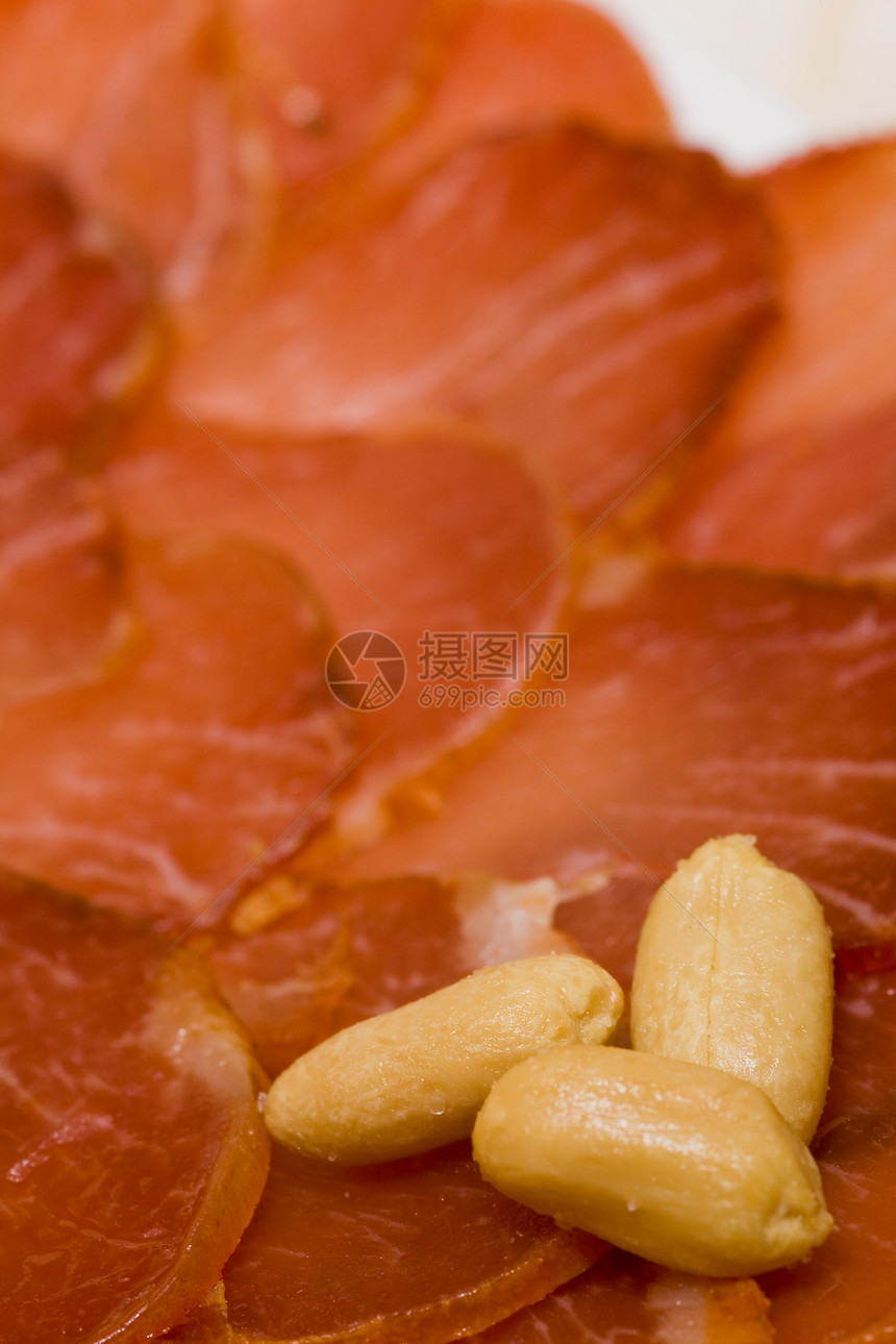 Iberian 猪肉肠猪肉红色营养花生腰部美食食物图片
