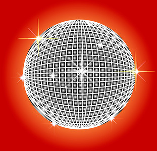 迪斯科反射球插图橙子白色红色镜子反思夜店聚光灯反光板背景图片