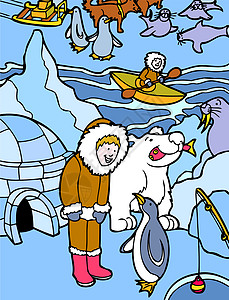 阿拉斯加雪橇阿拉斯加的爱斯基摩插画