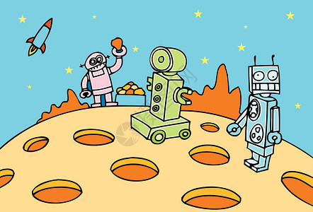 机器人采矿行动背景图片