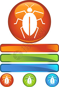 臭虫图标集网站蓝色漏洞喷涂喷雾器圆形昆虫绿色橙子插图背景图片