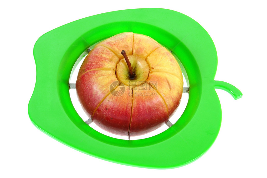 切开苹果白色植物刀具果味绿色水果食物红色宏观图片