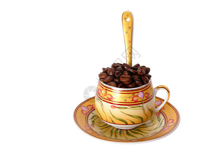 杯子玻璃饮料用具陶瓷勺子咖啡咖啡店早餐飞碟背景图片