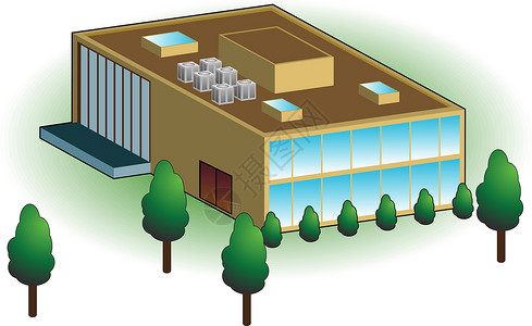 商业建设白色护发素等距建筑学故事公司建筑插图空气仓库背景图片