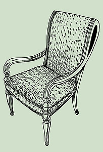 椅子扶手椅木头墨水草图房子风格座位插图家具装饰背景图片