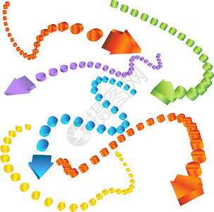 方向箭头图标橙子黄色绿色红色紫色插图蓝色商业背景图片