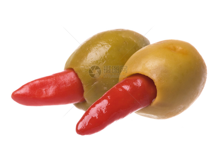 分离的胡椒橄榄水果辣椒农业食物红色宏观生产图片