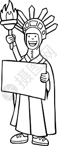 自由成本标准组织艺术空白火炬纪念碑白色染色插图女性雕像地标背景图片