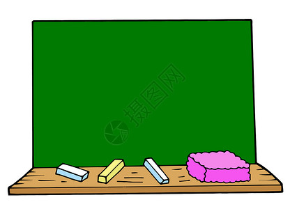 粉笔板擦黑板粉笔载体艺术品教学橡皮海绵绘画教育桌子插图插画