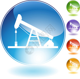 油泵蓝色圆形白色工业钻头插图原油炼油厂活力按钮背景图片