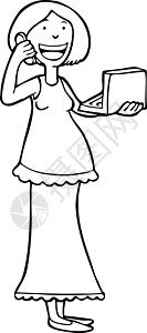 怀孕女性女士黑色细胞白色染色笔记本妈妈劳动圆形插图背景图片