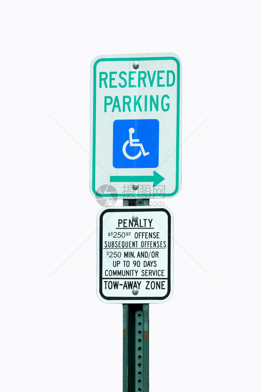 白色的孤立残疾人泊车标志图片