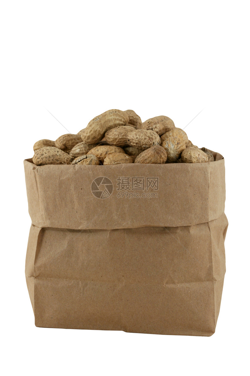 皮包里的花生坚果白色棕色小吃饮食静物豆类图片