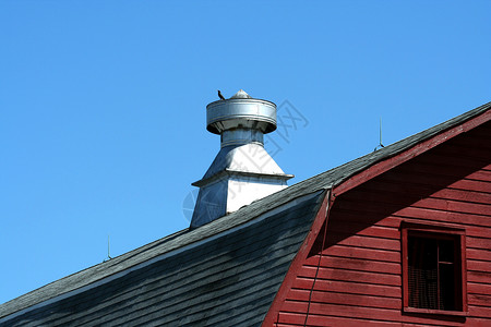 仓库屋顶喷口蓝色白色天空发泄金属背景图片