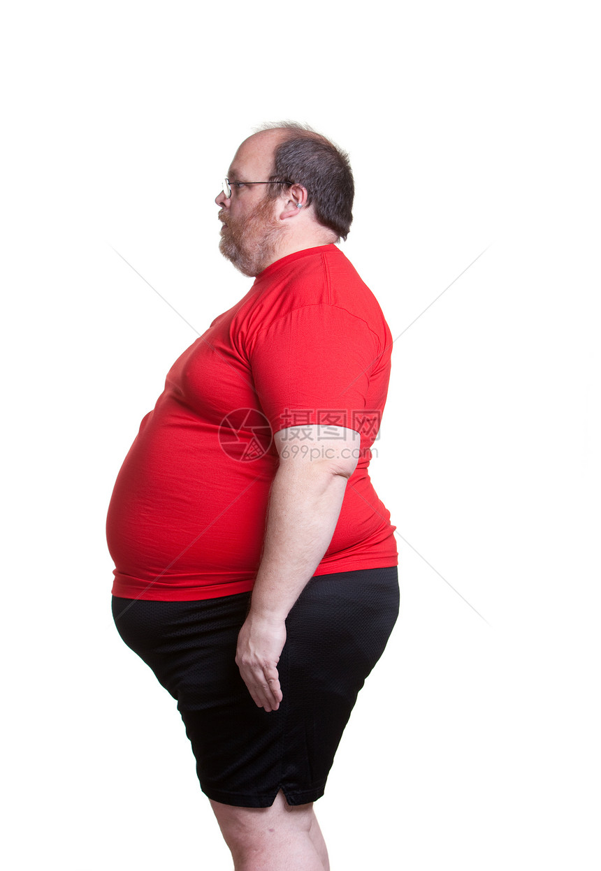 非常肥胖的人男性男人腰部中年眼镜胡须腰围秃头腹部饮食图片