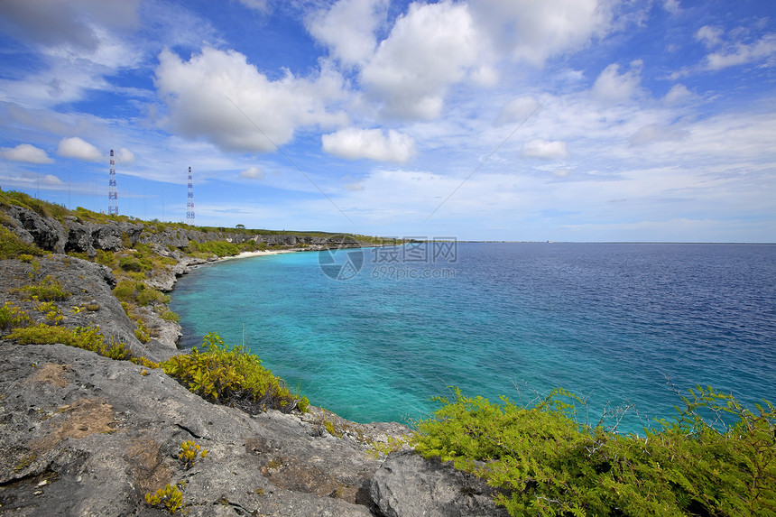 博内尔海岸线天空海洋热带地平线岩石蓝色海岸图片