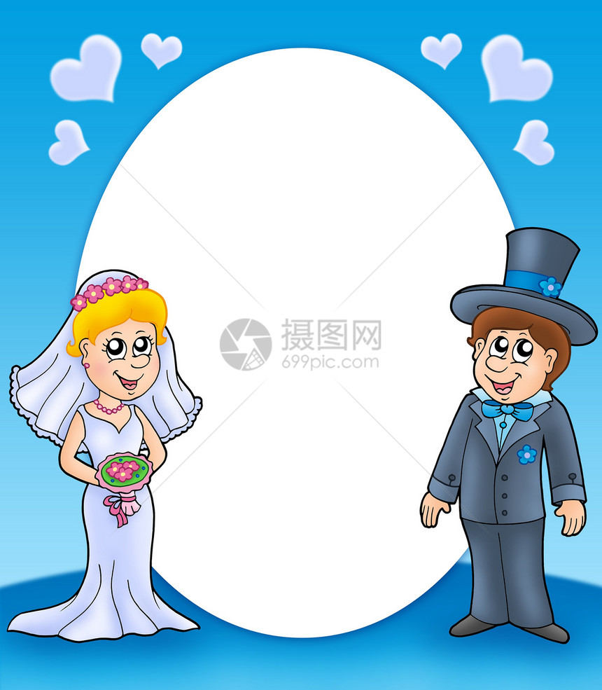 与新娘和新郎的圆框图片