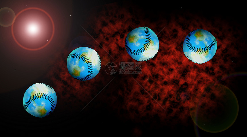 空间球锦标赛运动垒球世界插图阳光接缝蓝色杯子比赛图片