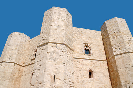 阿普利亚堡垒爬坡石头城堡建筑学历史八角形高清图片