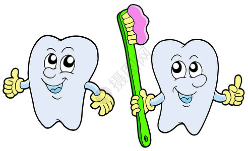 氟斑牙配有卡通牙齿的对牙插画