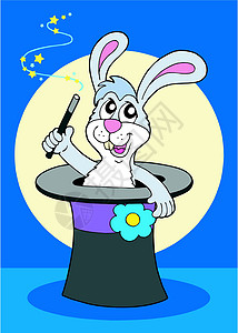 帽子中兔子神奇帽子矢量插图中的兔子设计图片