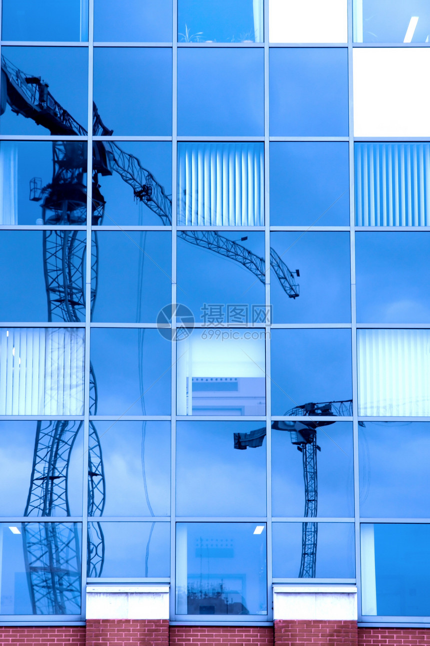 建筑施工办公室高度框架城市工作建设项目蓝色重量起重机图片