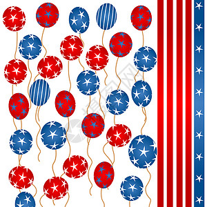 恒星和条纹气球艺术蓝色红色插图背景图片