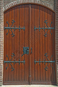 中世纪门棕色入口通道锁定门户网站木头红色历史石头背景图片