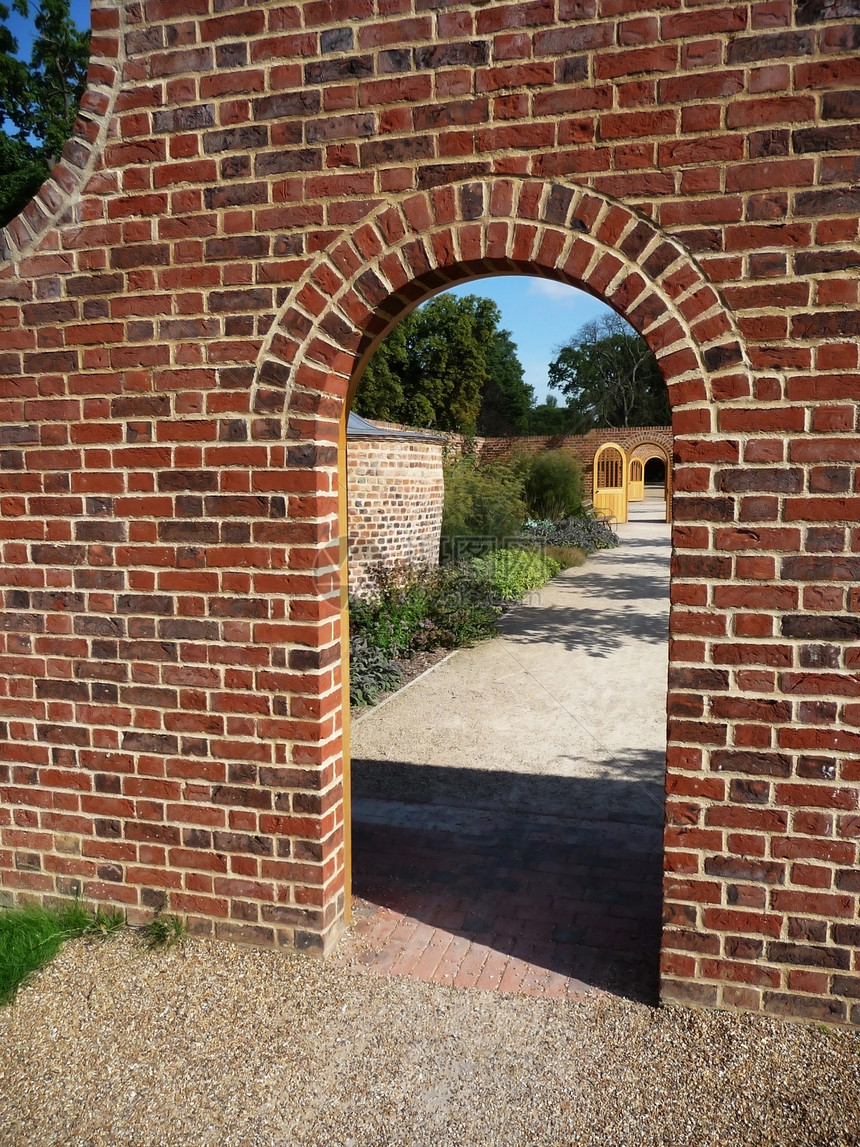 花园门建筑学拱道入口曲线出口途径围墙图片