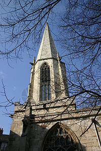 寒冬的教堂 上午背景图片